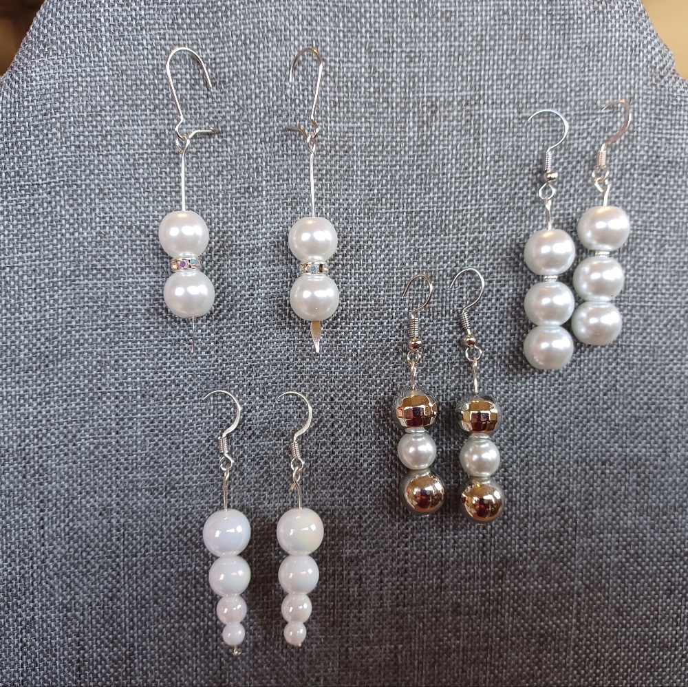 4 pairs classic pearl inspired earrings